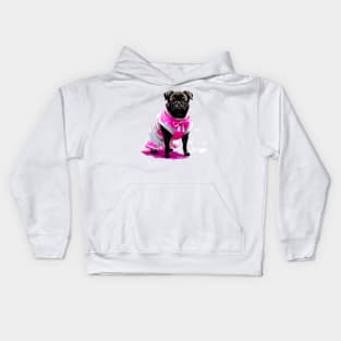 Charming Pug in Pink Hanbok Celebrating the Elegance of Korean Culture Kids Hoodie